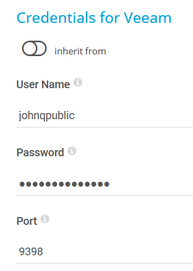 Credentials for Veeam