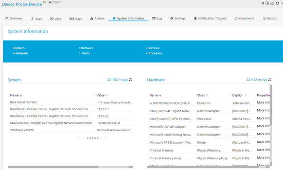 System Information Tab on a Windows Device